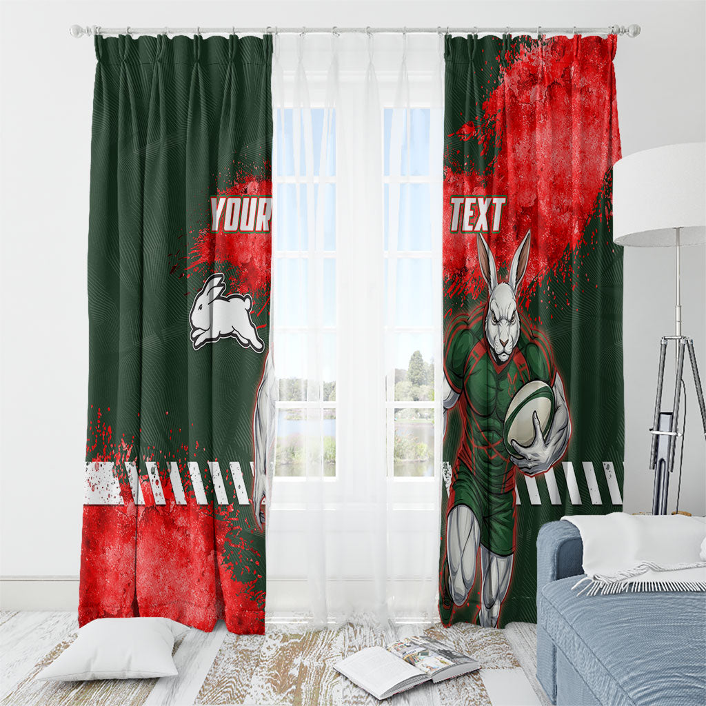 Personalised South Sydney Rabbitohs Rugby Window Curtain Rabbits Mascot - Sporty Splash Art Style