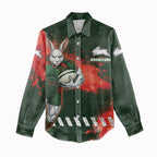 Personalised South Sydney Rabbitohs Rugby Women Casual Shirt Rabbits Mascot - Sporty Splash Art Style