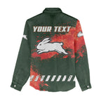 Personalised South Sydney Rabbitohs Rugby Women Casual Shirt Rabbits Mascot - Sporty Splash Art Style