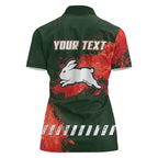 Personalised South Sydney Rabbitohs Rugby Women Polo Shirt Rabbits Mascot - Sporty Splash Art Style