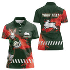 Personalised South Sydney Rabbitohs Rugby Women Polo Shirt Rabbits Mascot - Sporty Splash Art Style