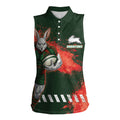Personalised South Sydney Rabbitohs Rugby Women Sleeveless Polo Shirt Rabbits Mascot - Sporty Splash Art Style