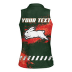 Personalised South Sydney Rabbitohs Rugby Women Sleeveless Polo Shirt Rabbits Mascot - Sporty Splash Art Style