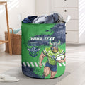Personalised Canberra Raiders Rugby Laundry Basket Viking Green Machine Mascot - Sporty Splash Art Style