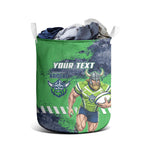 Personalised Canberra Raiders Rugby Laundry Basket Viking Green Machine Mascot - Sporty Splash Art Style