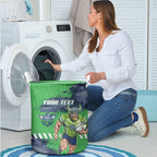 Personalised Canberra Raiders Rugby Laundry Basket Viking Green Machine Mascot - Sporty Splash Art Style