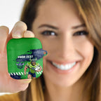 Personalised Canberra Raiders Rugby AirPods Case Viking Green Machine Mascot - Sporty Splash Art Style
