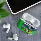 Personalised Canberra Raiders Rugby AirPods Case Viking Green Machine Mascot - Sporty Splash Art Style
