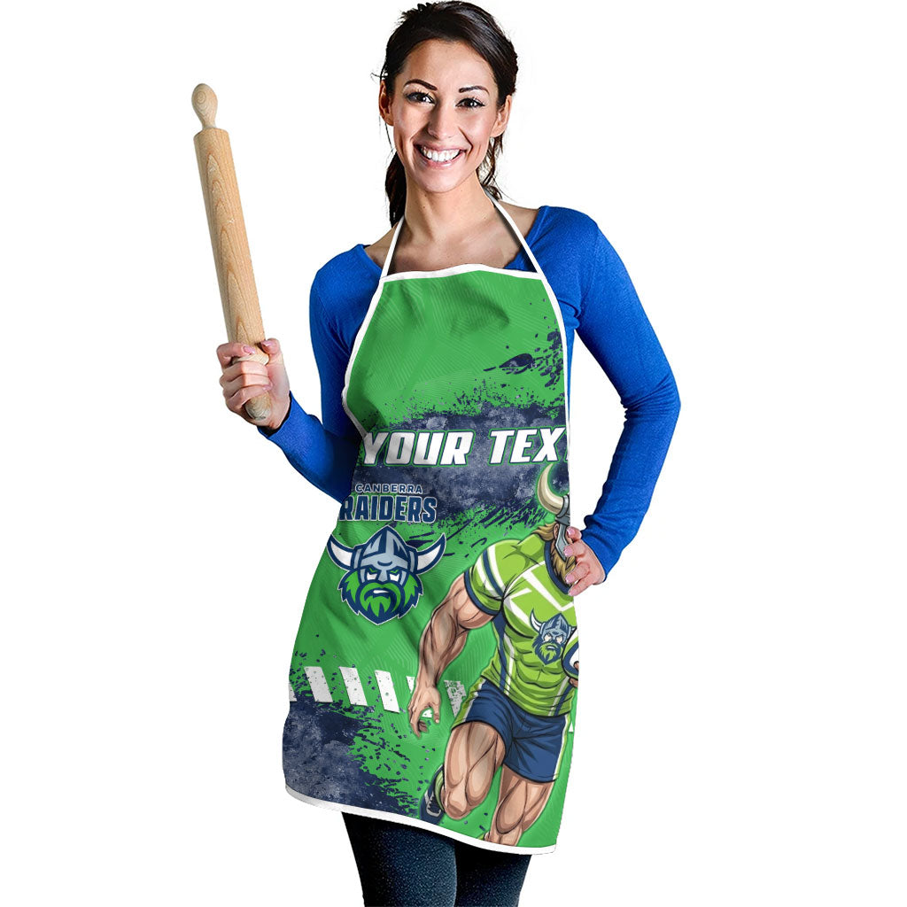 Personalised Canberra Raiders Rugby Apron Viking Green Machine Mascot - Sporty Splash Art Style