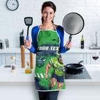 Personalised Canberra Raiders Rugby Apron Viking Green Machine Mascot - Sporty Splash Art Style