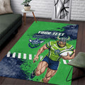 Personalised Canberra Raiders Rugby Area Rug Viking Green Machine Mascot - Sporty Splash Art Style