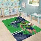 Personalised Canberra Raiders Rugby Area Rug Viking Green Machine Mascot - Sporty Splash Art Style