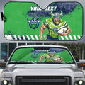 Personalised Canberra Raiders Rugby Auto Sun Shade Viking Green Machine Mascot - Sporty Splash Art Style