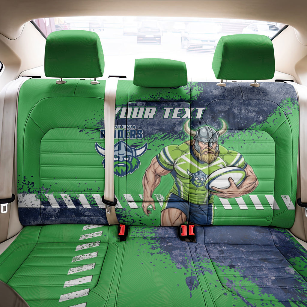 Personalised Canberra Raiders Rugby Back Car Seat Cover Viking Green Machine Mascot - Sporty Splash Art Style