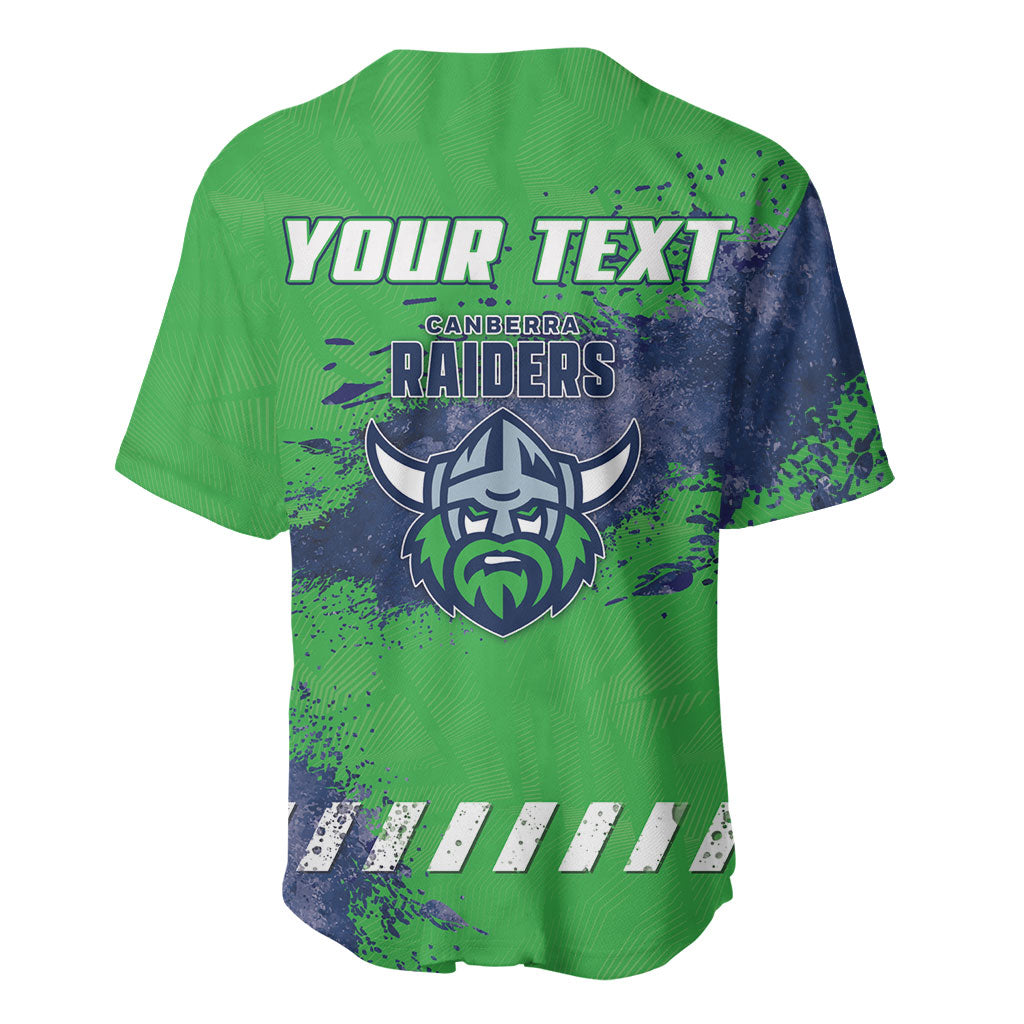 Personalised Canberra Raiders Rugby Baseball Jersey Viking Green Machine Mascot - Sporty Splash Art Style