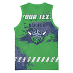 Personalised Canberra Raiders Rugby Basketball Jersey Viking Green Machine Mascot - Sporty Splash Art Style