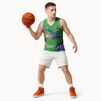 Personalised Canberra Raiders Rugby Basketball Jersey Viking Green Machine Mascot - Sporty Splash Art Style