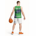 Personalised Canberra Raiders Rugby Basketball Jersey Viking Green Machine Mascot - Sporty Splash Art Style