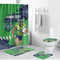 Personalised Canberra Raiders Rugby Bathroom Set Viking Green Machine Mascot - Sporty Splash Art Style