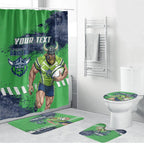 Personalised Canberra Raiders Rugby Bathroom Set Viking Green Machine Mascot - Sporty Splash Art Style