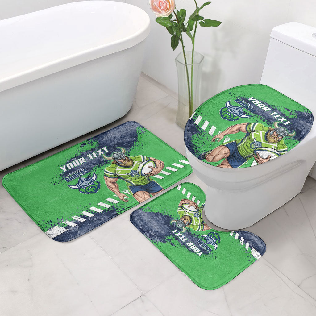 Personalised Canberra Raiders Rugby Bathroom Set Viking Green Machine Mascot - Sporty Splash Art Style