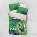 Personalised Canberra Raiders Rugby Bedding Set Viking Green Machine Mascot - Sporty Splash Art Style