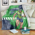 Personalised Canberra Raiders Rugby Blanket Viking Green Machine Mascot - Sporty Splash Art Style