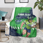 Personalised Canberra Raiders Rugby Blanket Viking Green Machine Mascot - Sporty Splash Art Style