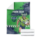 Personalised Canberra Raiders Rugby Blanket Viking Green Machine Mascot - Sporty Splash Art Style