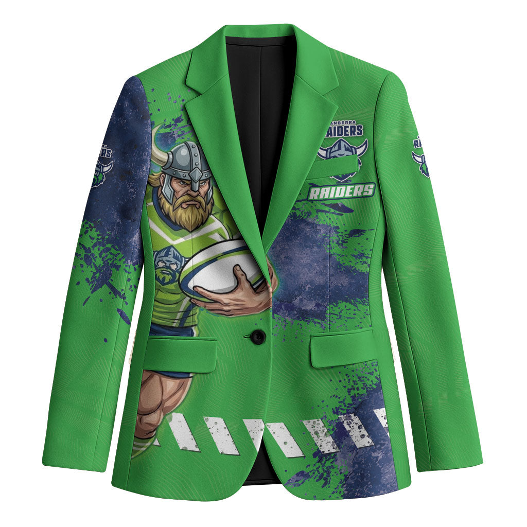 Personalised Canberra Raiders Rugby Blazer Viking Green Machine Mascot - Sporty Splash Art Style