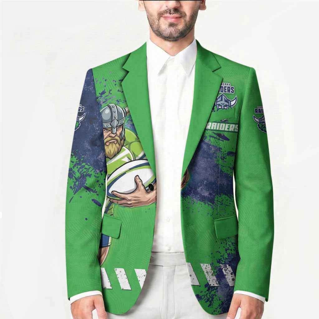 Personalised Canberra Raiders Rugby Blazer Viking Green Machine Mascot - Sporty Splash Art Style