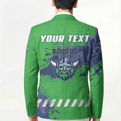 Personalised Canberra Raiders Rugby Blazer Viking Green Machine Mascot - Sporty Splash Art Style