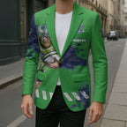 Personalised Canberra Raiders Rugby Blazer Viking Green Machine Mascot - Sporty Splash Art Style