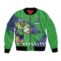 Personalised Canberra Raiders Rugby Bomber Jacket Viking Green Machine Mascot - Sporty Splash Art Style