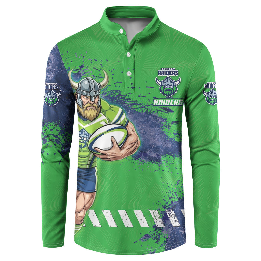 Personalised Canberra Raiders Rugby Button Sweatshirt Viking Green Machine Mascot - Sporty Splash Art Style
