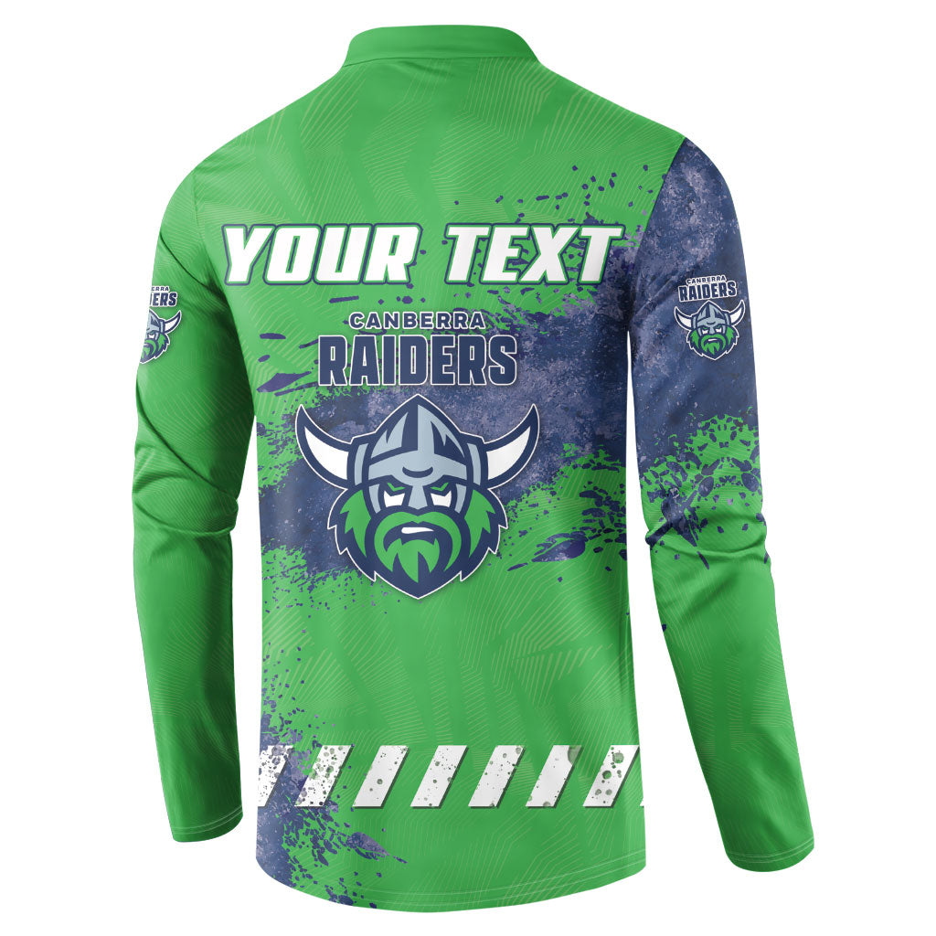 Personalised Canberra Raiders Rugby Button Sweatshirt Viking Green Machine Mascot - Sporty Splash Art Style