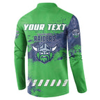 Personalised Canberra Raiders Rugby Button Sweatshirt Viking Green Machine Mascot - Sporty Splash Art Style