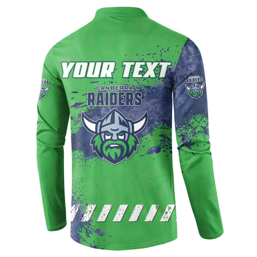 Personalised Canberra Raiders Rugby Button Sweatshirt Viking Green Machine Mascot - Sporty Splash Art Style