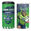 Personalised Canberra Raiders Rugby 4 in 1 Can Cooler Tumbler Viking Green Machine Mascot - Sporty Splash Art Style