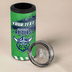 Personalised Canberra Raiders Rugby 4 in 1 Can Cooler Tumbler Viking Green Machine Mascot - Sporty Splash Art Style