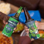 Personalised Canberra Raiders Rugby 4 in 1 Can Cooler Tumbler Viking Green Machine Mascot - Sporty Splash Art Style