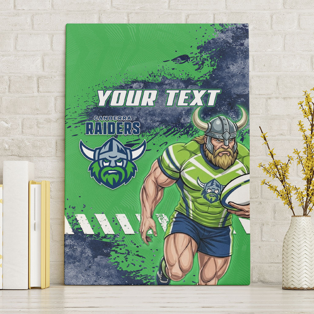 Personalised Canberra Raiders Rugby Canvas Wall Art Viking Green Machine Mascot - Sporty Splash Art Style