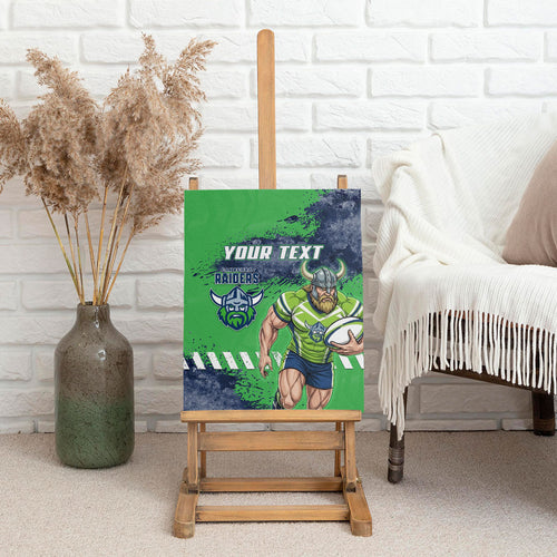 Personalised Canberra Raiders Rugby Canvas Wall Art Viking Green Machine Mascot - Sporty Splash Art Style