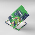 Personalised Canberra Raiders Rugby Canvas Wall Art Viking Green Machine Mascot - Sporty Splash Art Style