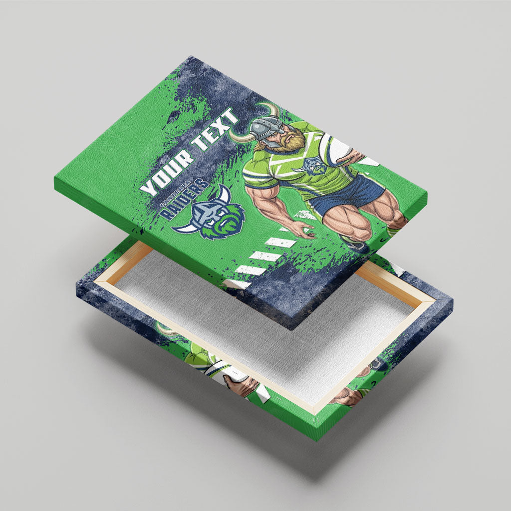 Personalised Canberra Raiders Rugby Canvas Wall Art Viking Green Machine Mascot - Sporty Splash Art Style