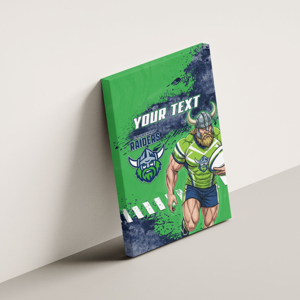 Personalised Canberra Raiders Rugby Canvas Wall Art Viking Green Machine Mascot - Sporty Splash Art Style