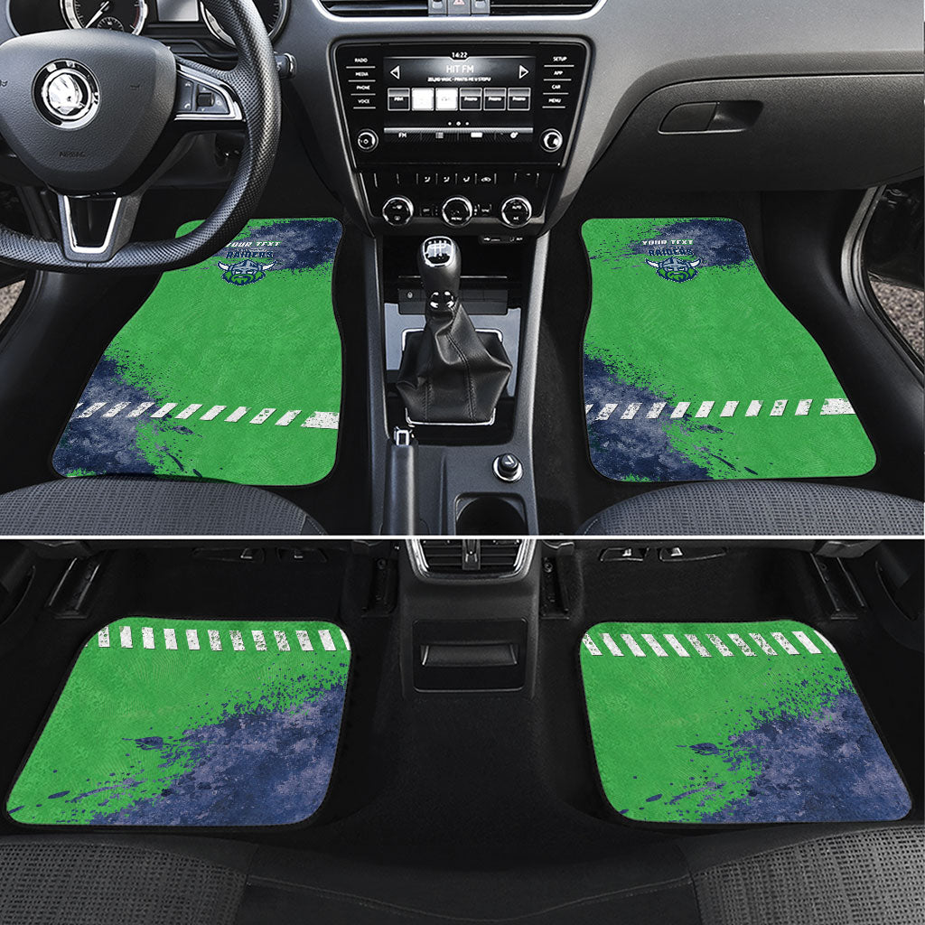Personalised Canberra Raiders Rugby Car Mats Viking Green Machine Mascot - Sporty Splash Art Style