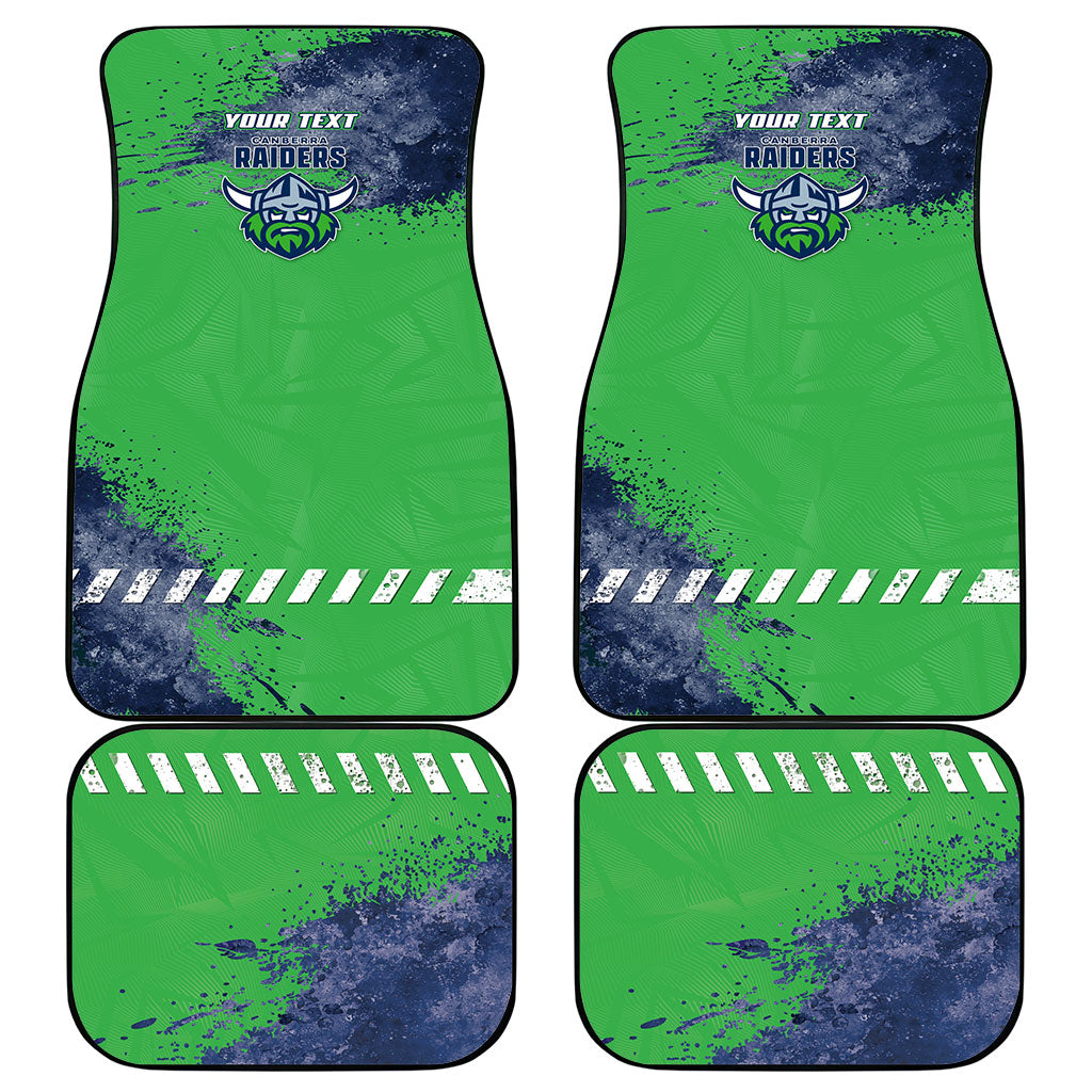 Personalised Canberra Raiders Rugby Car Mats Viking Green Machine Mascot - Sporty Splash Art Style