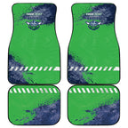 Personalised Canberra Raiders Rugby Car Mats Viking Green Machine Mascot - Sporty Splash Art Style