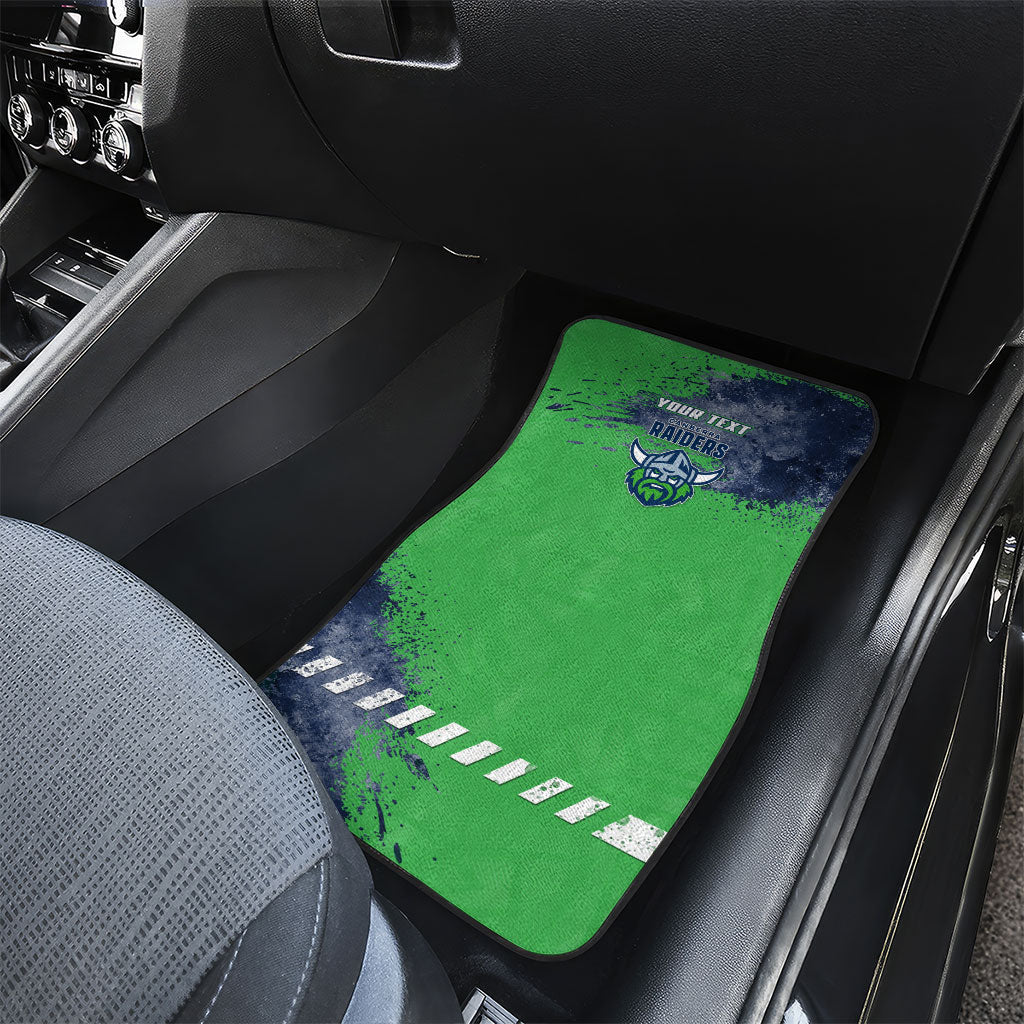 Personalised Canberra Raiders Rugby Car Mats Viking Green Machine Mascot - Sporty Splash Art Style